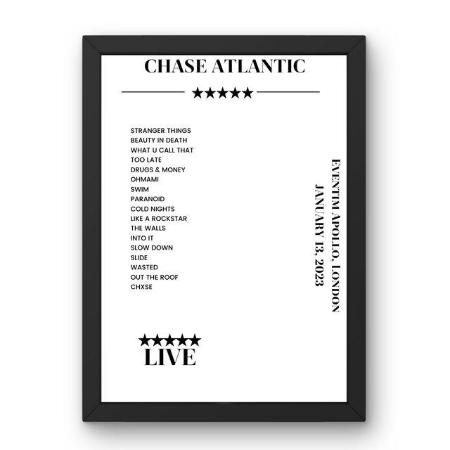 Chase Atlantic January 13, 2023 Eventim Apollo London Setlist Poster - Setlist