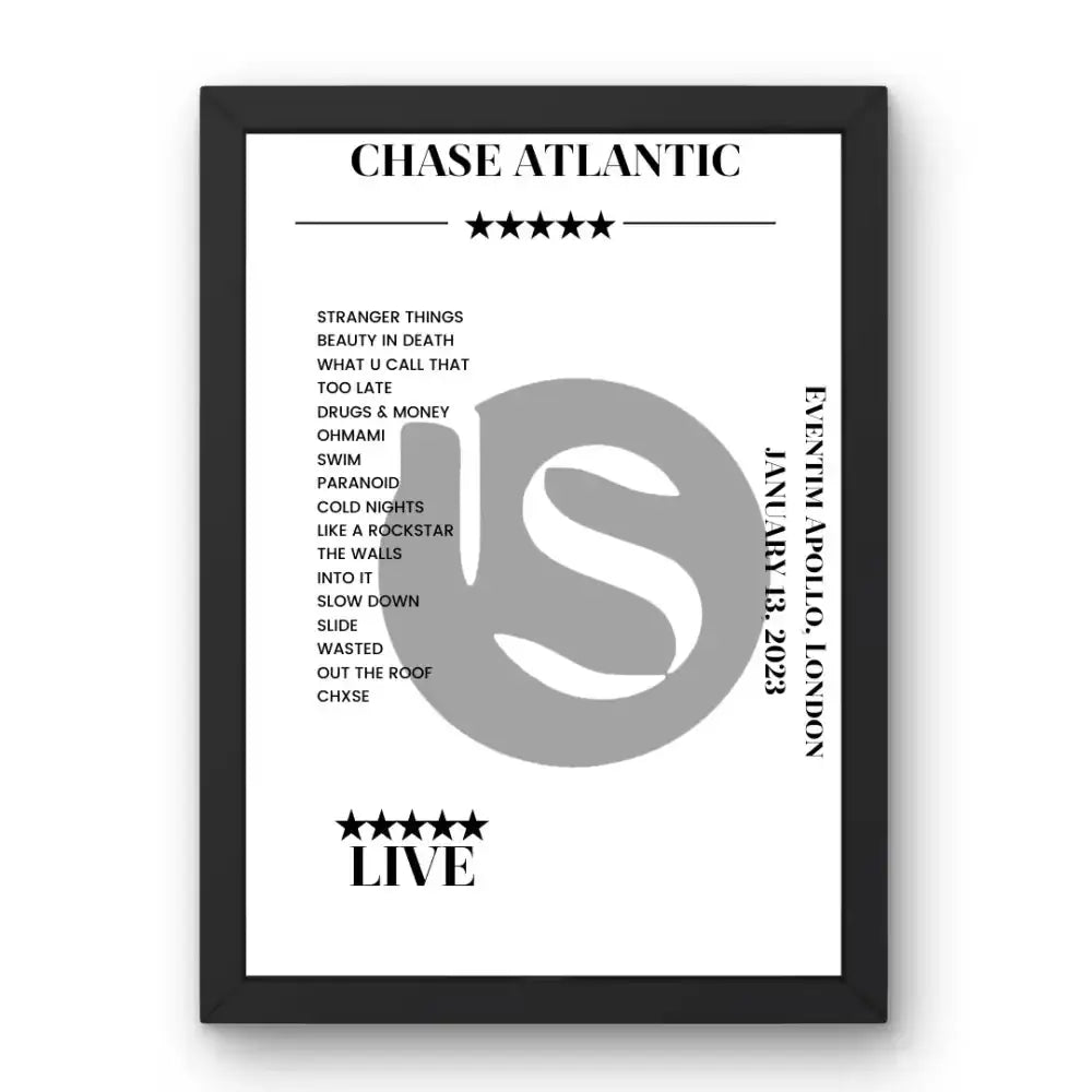 Chase Atlantic January 13, 2023 Eventim Apollo London Setlist Poster - Setlist