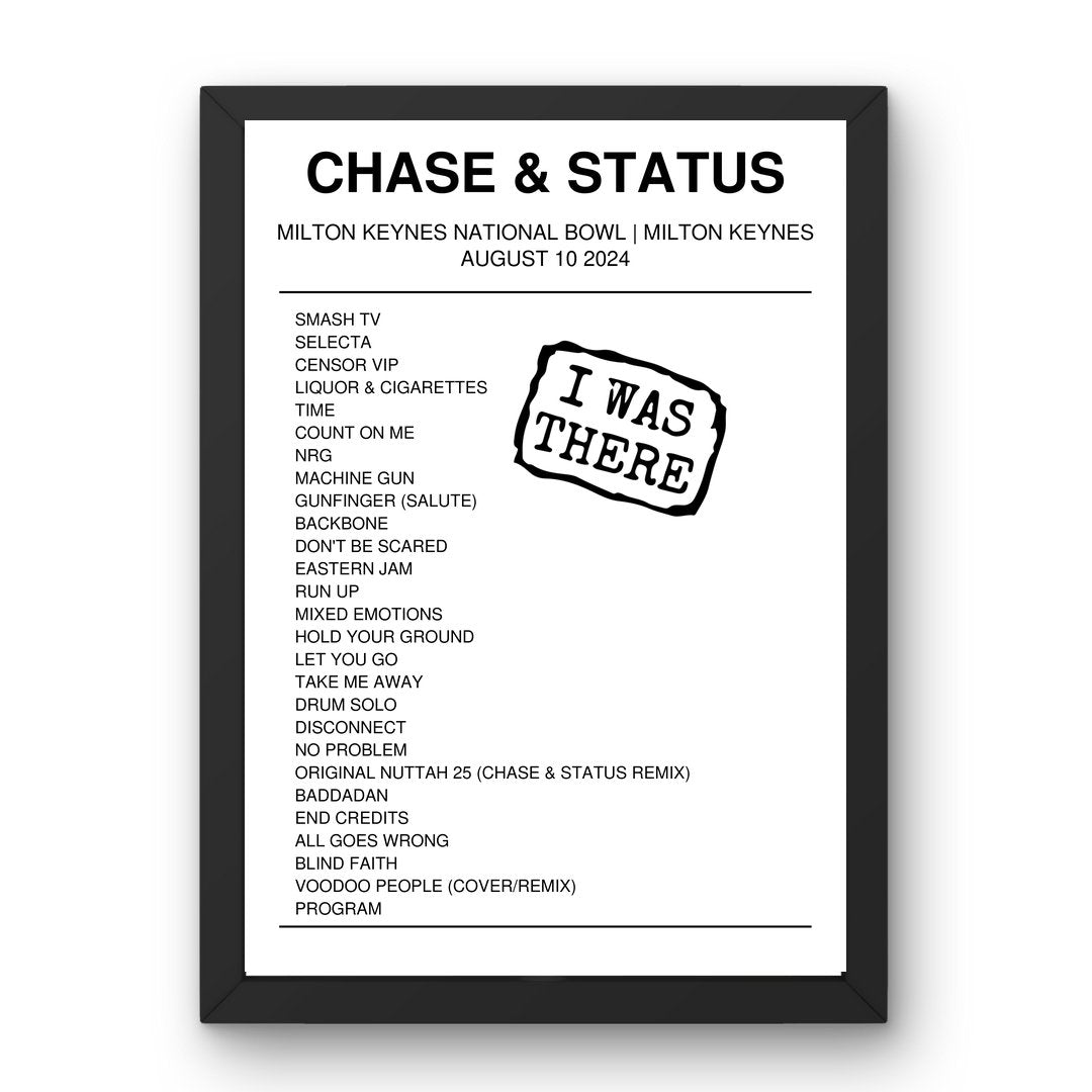 Chase & Status August 10, 2024 Milton Keynes National Bowl Milton Keynes Setlist Poster - Setlist