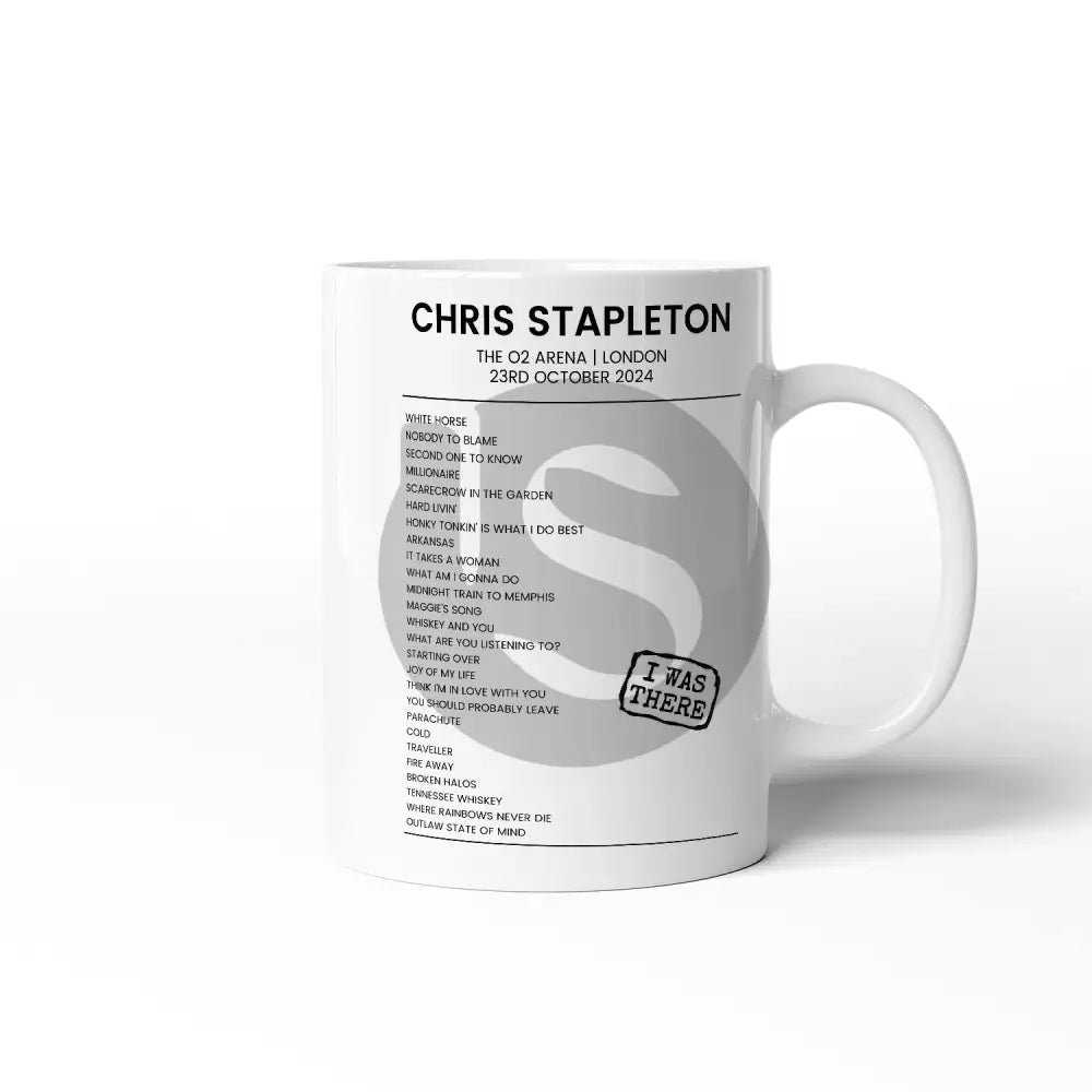 Chris Stapleton All - American Road Show Goes Across The Pond O2 Arena October 23 2024 - Setlist Mug - Setlist