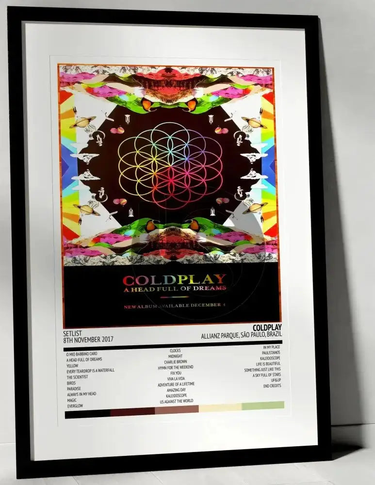 Coldplay A Head Full of Dreams Allianz Parque São Paulo 8th November 2017 - Setlist Tour Poster - Setlist