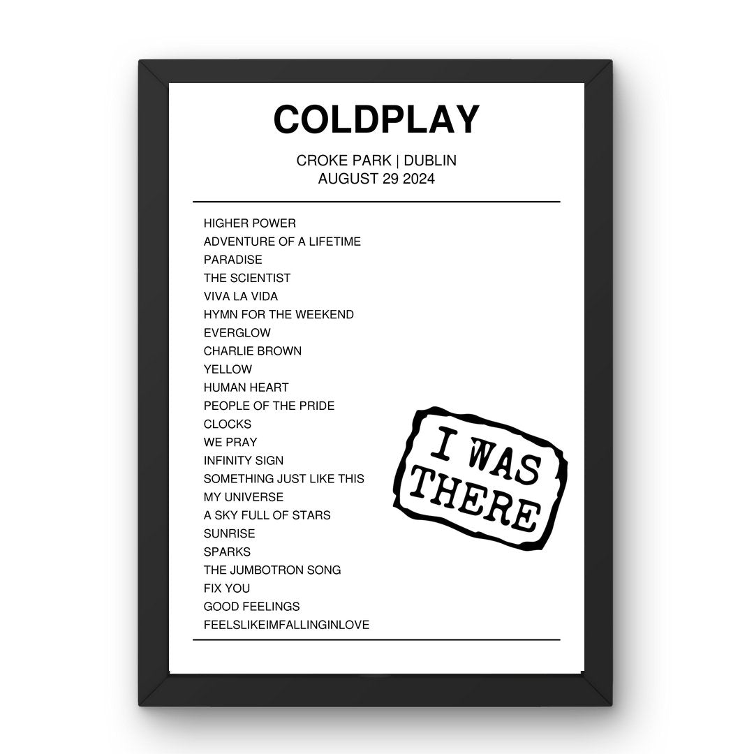 Coldplay August 29, 2024 Croke Park Dublin Setlist Poster - Setlist