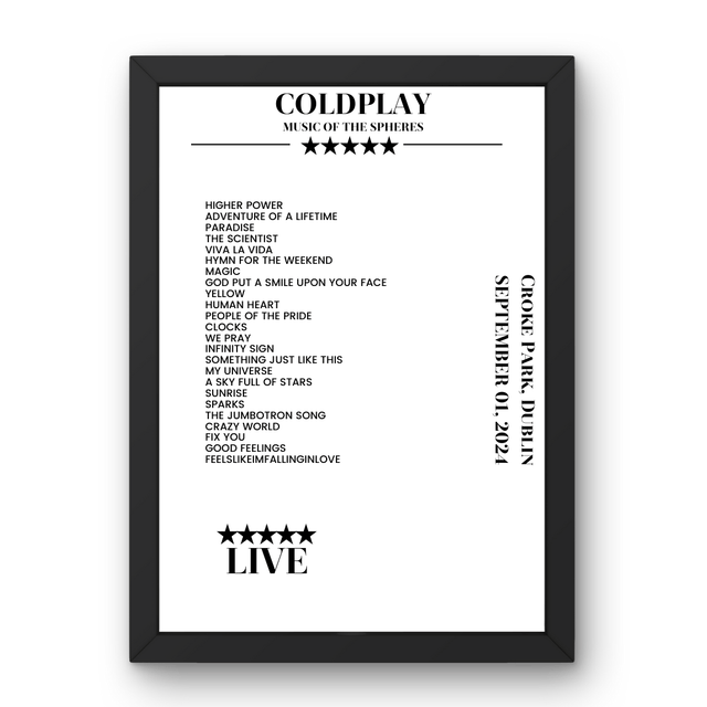 Coldplay September 01, 2024 Croke Park Dublin Setlist Poster - Setlist