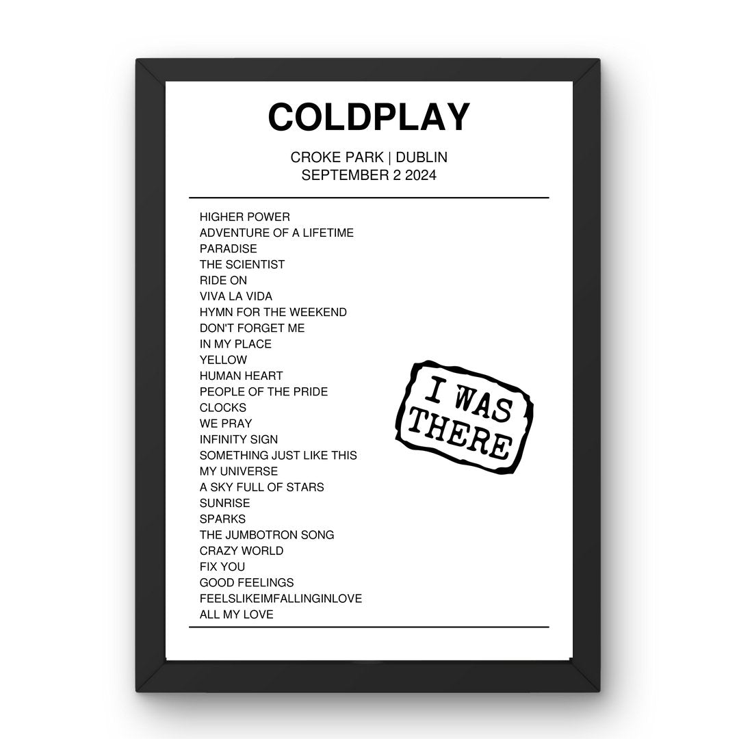 Coldplay September 02, 2024 Croke Park Dublin Setlist Poster - Setlist