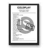 Coldplay September 02, 2024 Croke Park Dublin Setlist Poster - Setlist