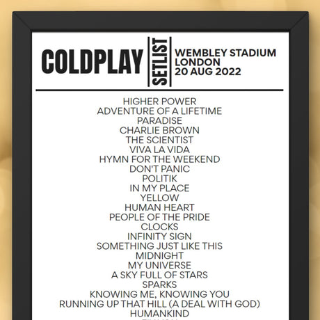 Coldplay Setlist Wembley Stadium August 20 2022 - Setlist