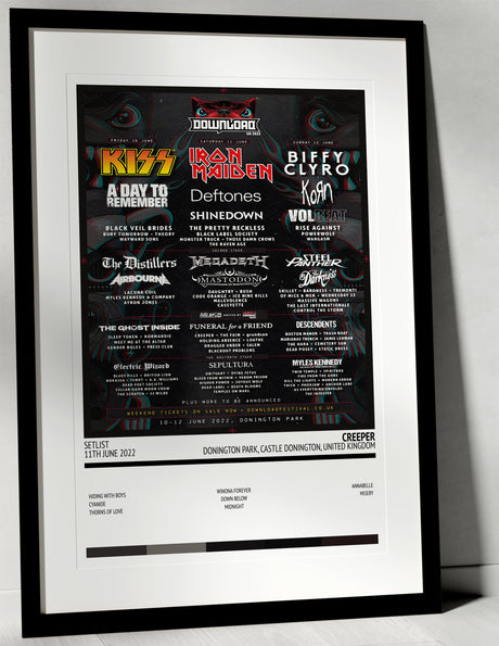 Creeper Donington Park Castle Donington 11th June 2022 - Setlist Tour Poster - Setlist