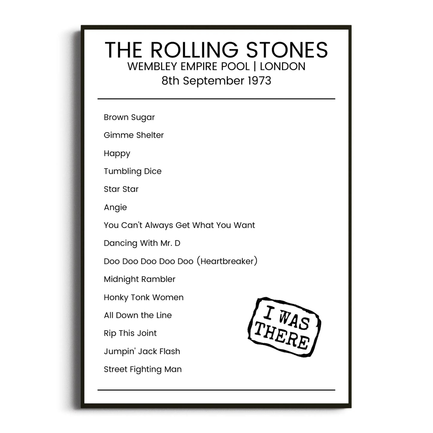 The Rolling Stones London 08 September 1973 Setlist Poster