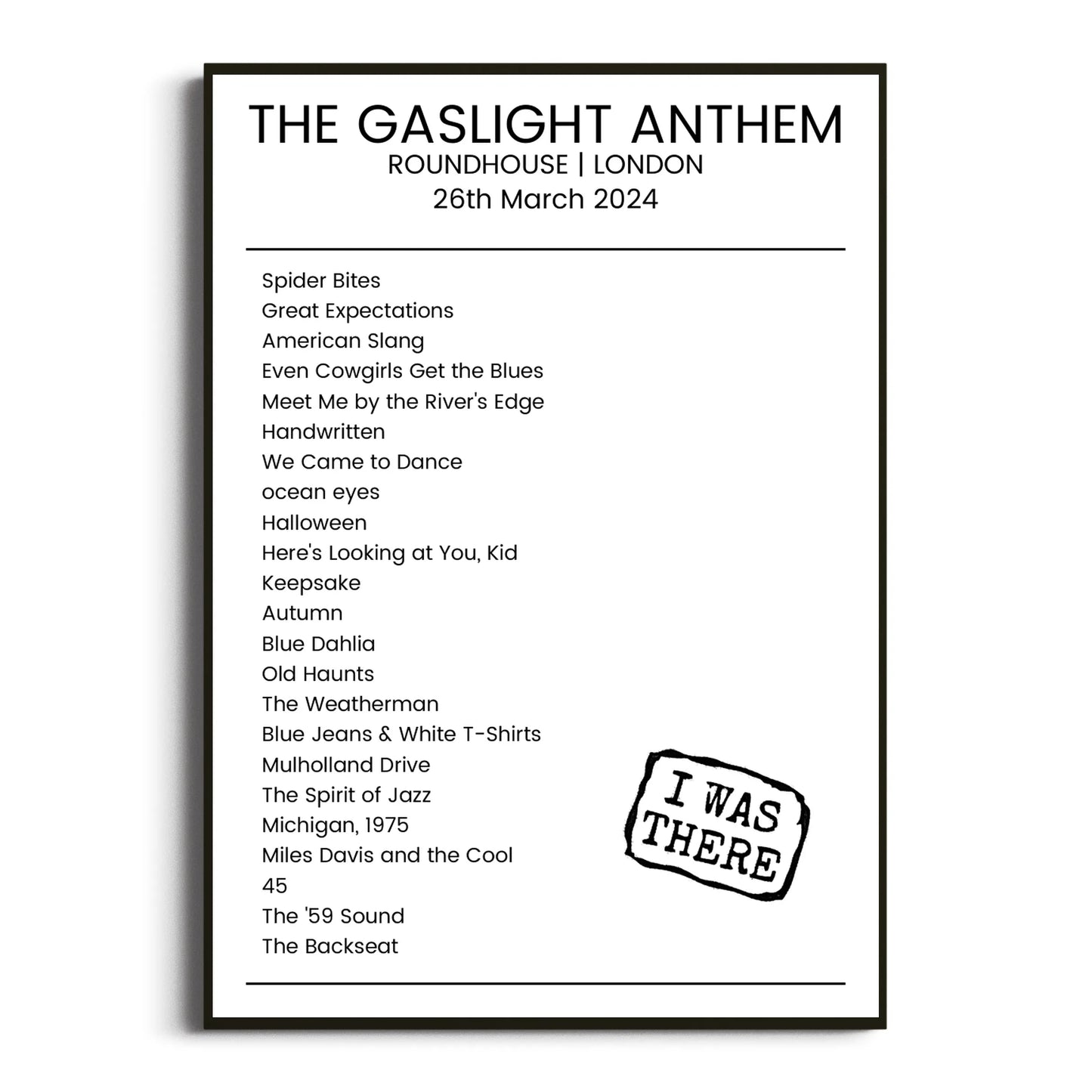 The Gaslight Anthem London 26 March 2024 Setlist Poster