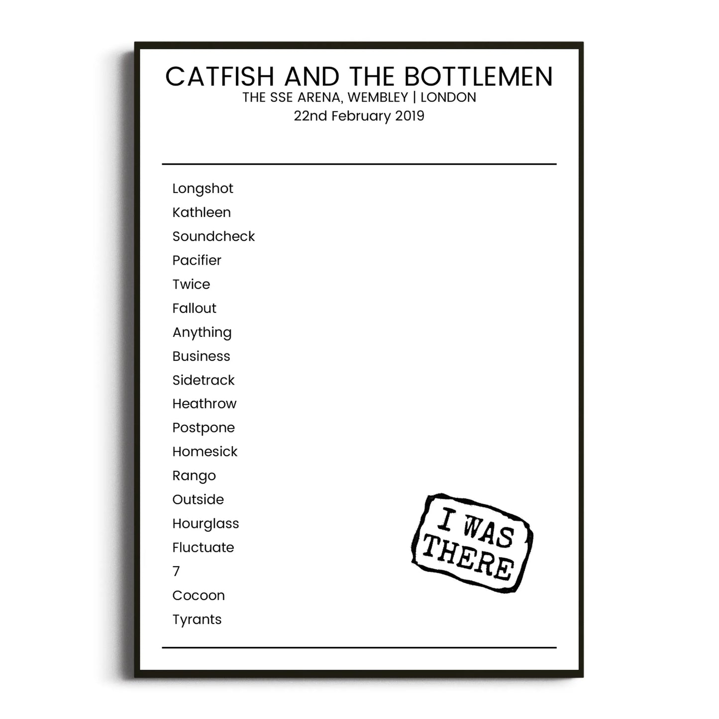 Catfish and the Bottlemen London 22 February 2019 Setlist Poster