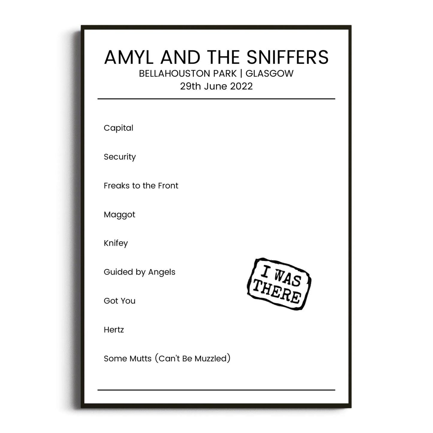 Amyl and the Sniffers Glasgow 29 June 2022 Setlist Poster