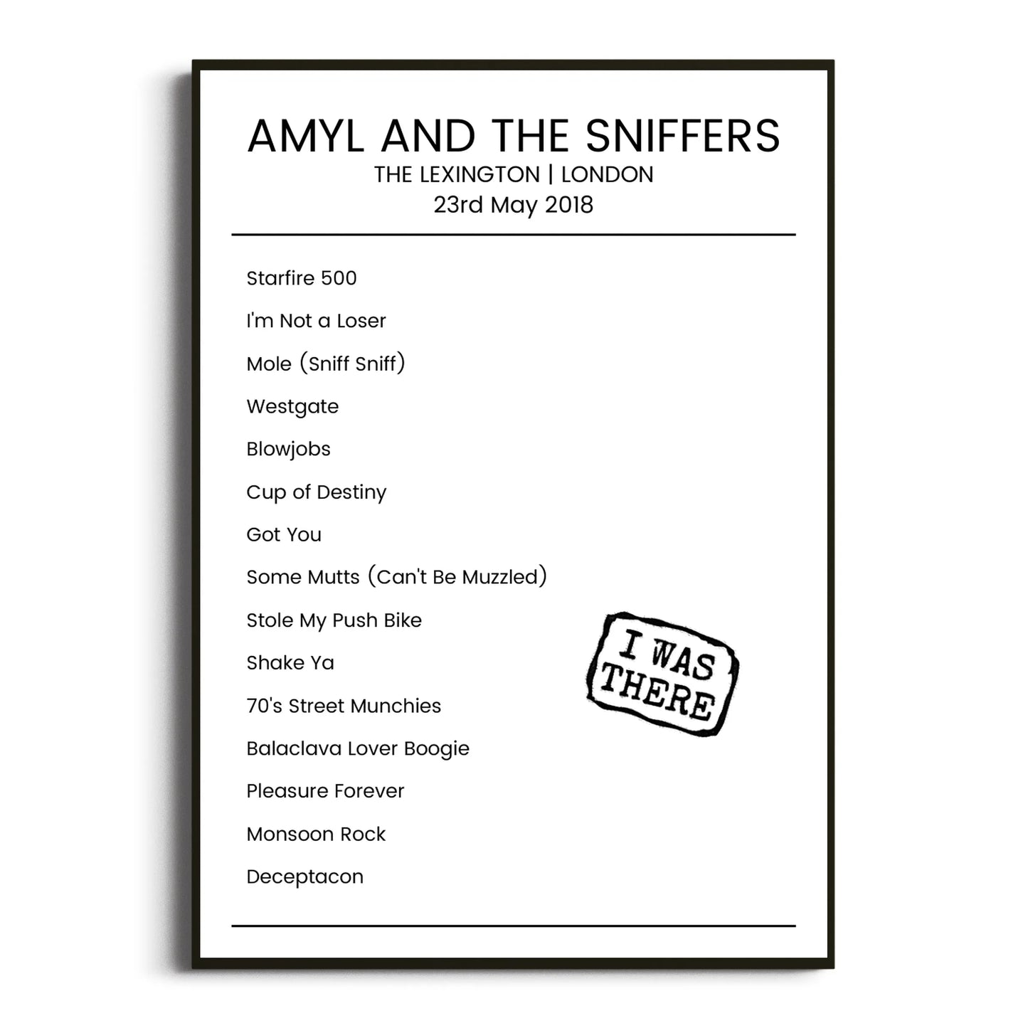 Amyl and the Sniffers London 23 May 2018 Setlist Poster