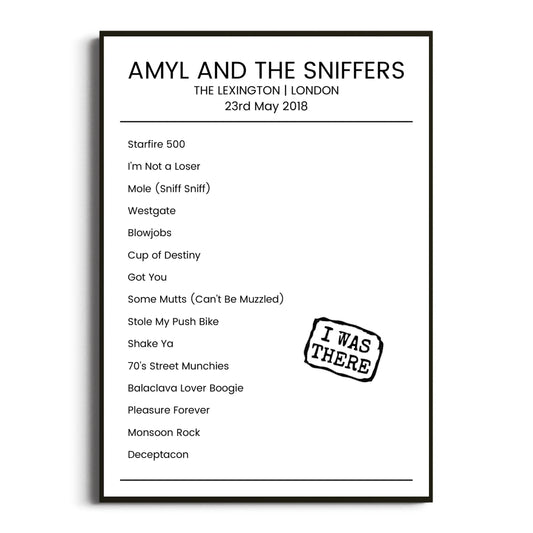 Amyl and the Sniffers London 23 May 2018 Setlist Poster