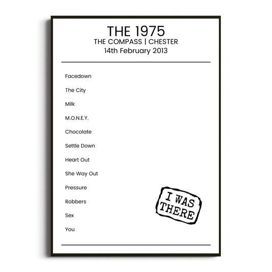 The 1975 Chester 14 February 2013 Setlist Poster