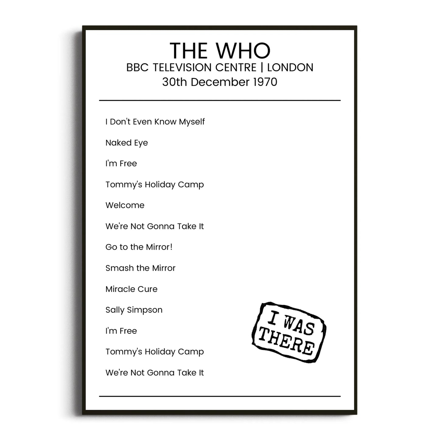 The Who London 30 December 1970 Setlist Poster