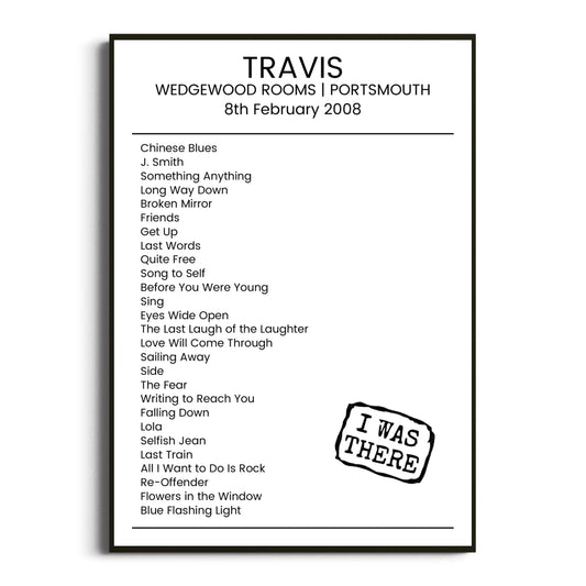 Travis Portsmouth 08 February 2008 Setlist Poster