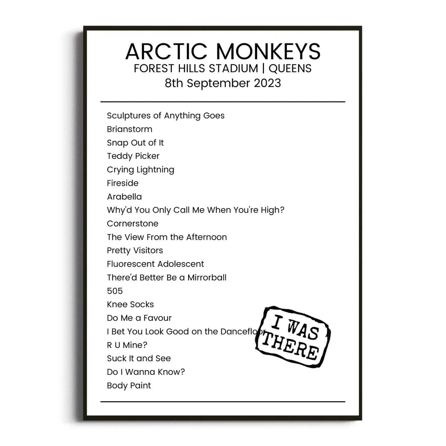 Arctic Monkeys Queens 08 September 2023 Setlist Poster