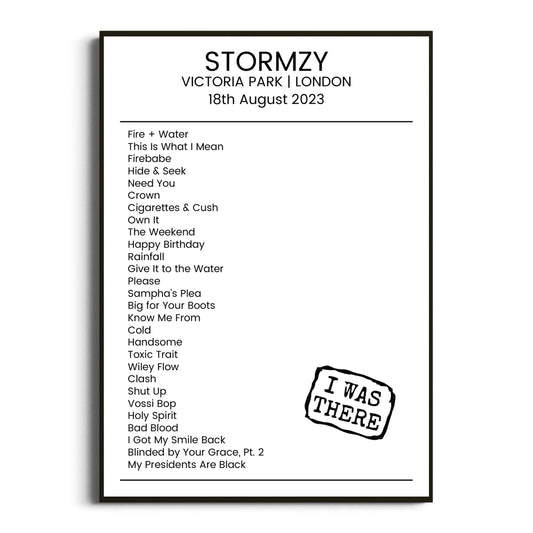 Stormzy London 18 August 2023 Setlist Poster