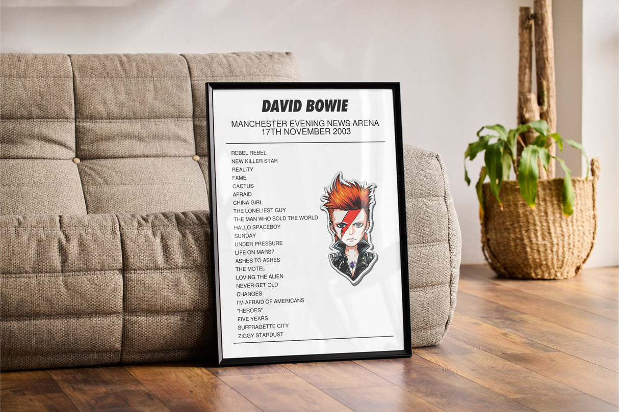 David Bowie 17th November 2003 Manchester Evening News Arena Manchester I Was There - Setlist