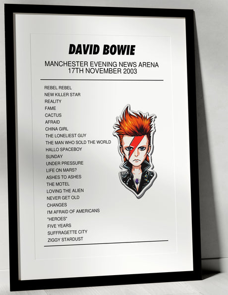 David Bowie 17th November 2003 Manchester Evening News Arena Manchester I Was There - Setlist