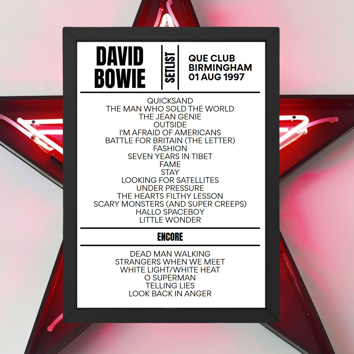 David Bowie Setlist 01-08-1997-Birmingham - Setlist