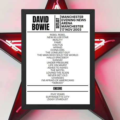 David Bowie Setlist 17-11-2003-Manchester - Setlist