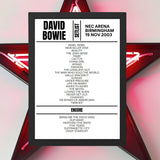 David Bowie Setlist 19-11-2003-Birmingham - Setlist