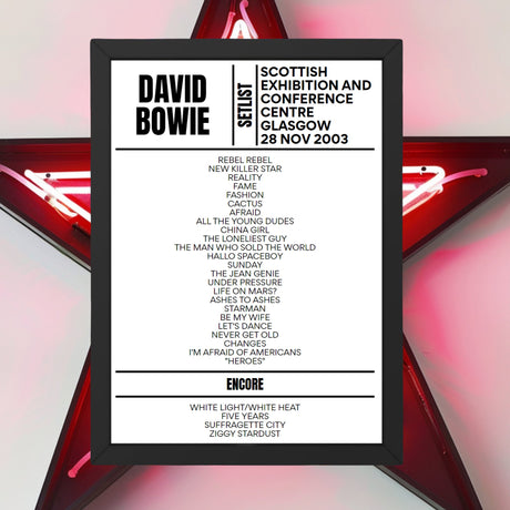 David Bowie Setlist 28-11-2003-Glasgow - Setlist