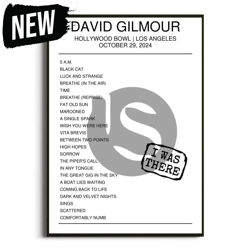 David Gilmour Los Angeles 29th October 2024 Setlist - I Was There - Setlist