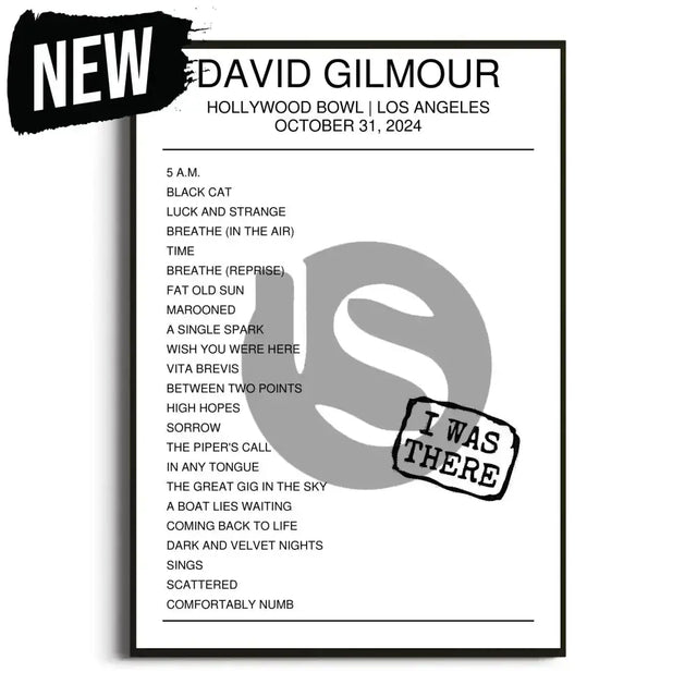 David Gilmour Los Angeles 31st October 2024 Setlist - I Was There - Setlist