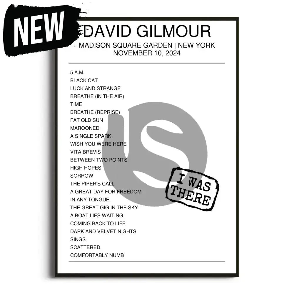 David Gilmour New York 10th November 2024 Setlist - I Was There - Setlist