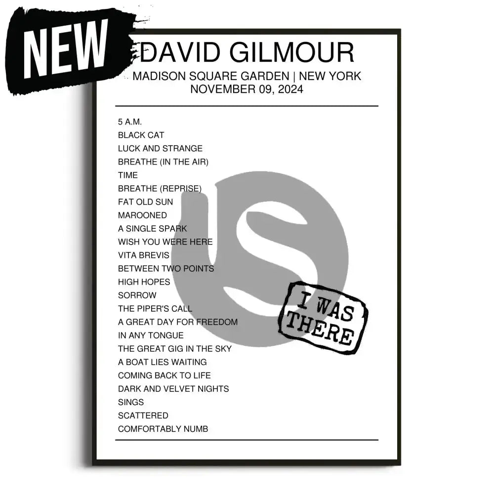 David Gilmour New York 9th November 2024 Setlist - I Was There - Setlist