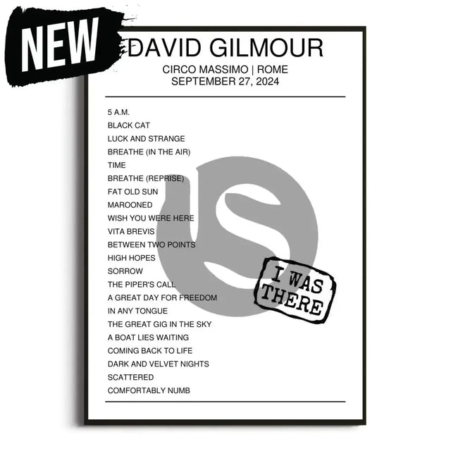 David Gilmour Rome 27th September 2024 Setlist - I Was There - Setlist