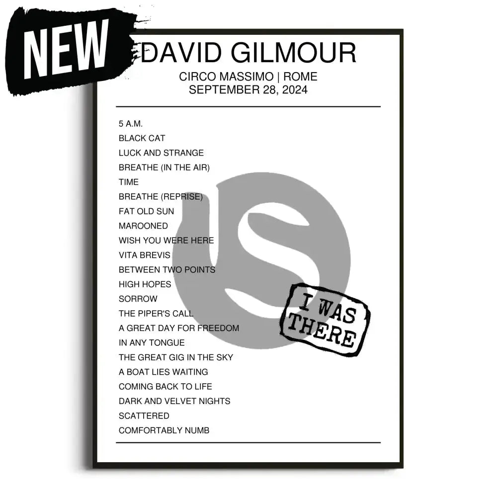 David Gilmour Rome 28th September 2024 Setlist - I Was There - Setlist