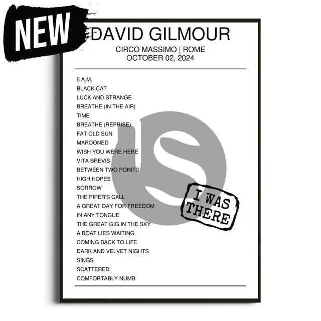 David Gilmour Rome 2nd October 2024 Setlist - I Was There - Setlist