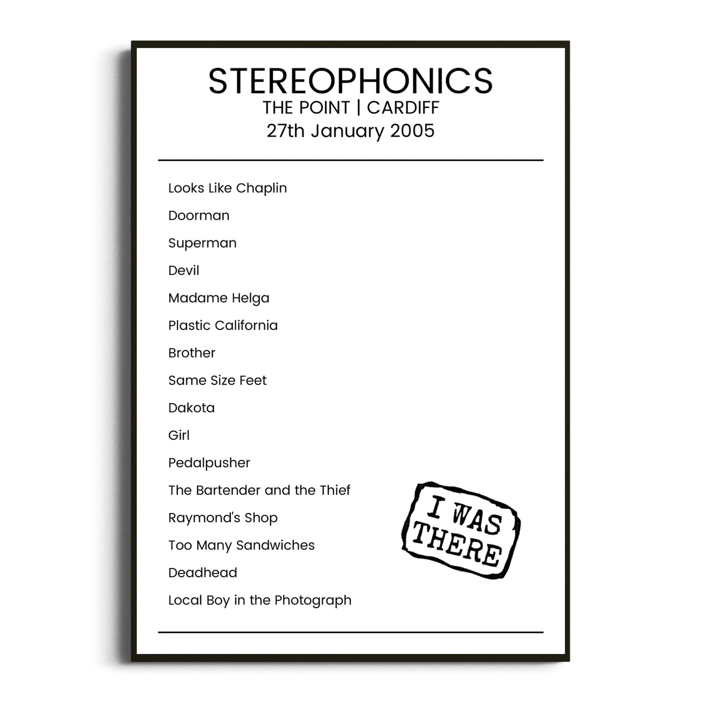 Stereophonics Cardiff 27 January 2005 Setlist Poster