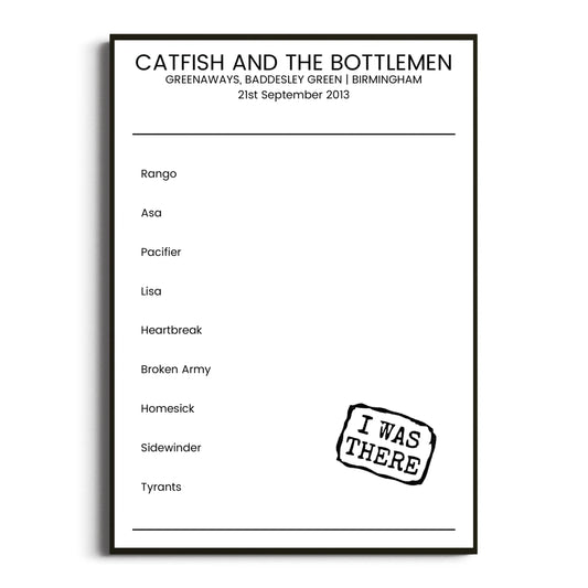 Catfish and the Bottlemen Birmingham 21 September 2013 Setlist Poster