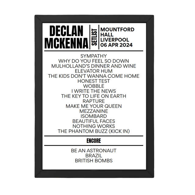 Declan McKenna Setlist Liverpool April 2024 - Setlist