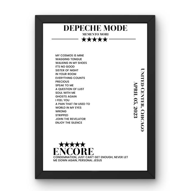 Depeche Mode April 05, 2023 United Center Chicago Setlist Poster - Setlist