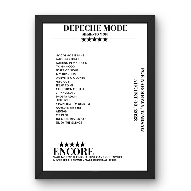 Depeche Mode August 02, 2023 PGE Narodowy Warsaw Setlist Poster - Setlist