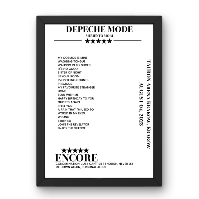 Depeche Mode August 04, 2023 TAURON Arena Kraków Kraków Setlist Poster - Setlist