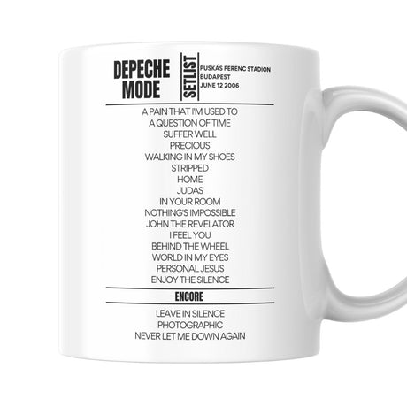 Depeche Mode Budapest June 12 2006 Replica Setlist Mug - Setlist