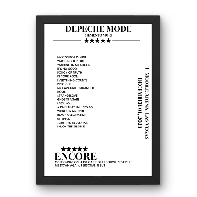 Depeche Mode December 01, 2023 T - Mobile Arena Las Vegas Setlist Poster - Setlist