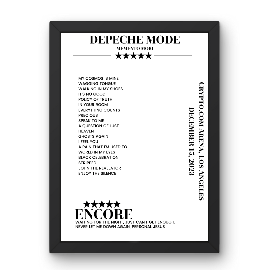 Depeche Mode December 15, 2023 Crypto.com Arena Los Angeles Setlist Poster - Setlist