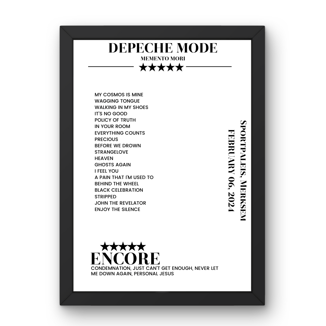 Depeche Mode February 06, 2024 Sportpaleis Merksem Setlist Poster - Setlist