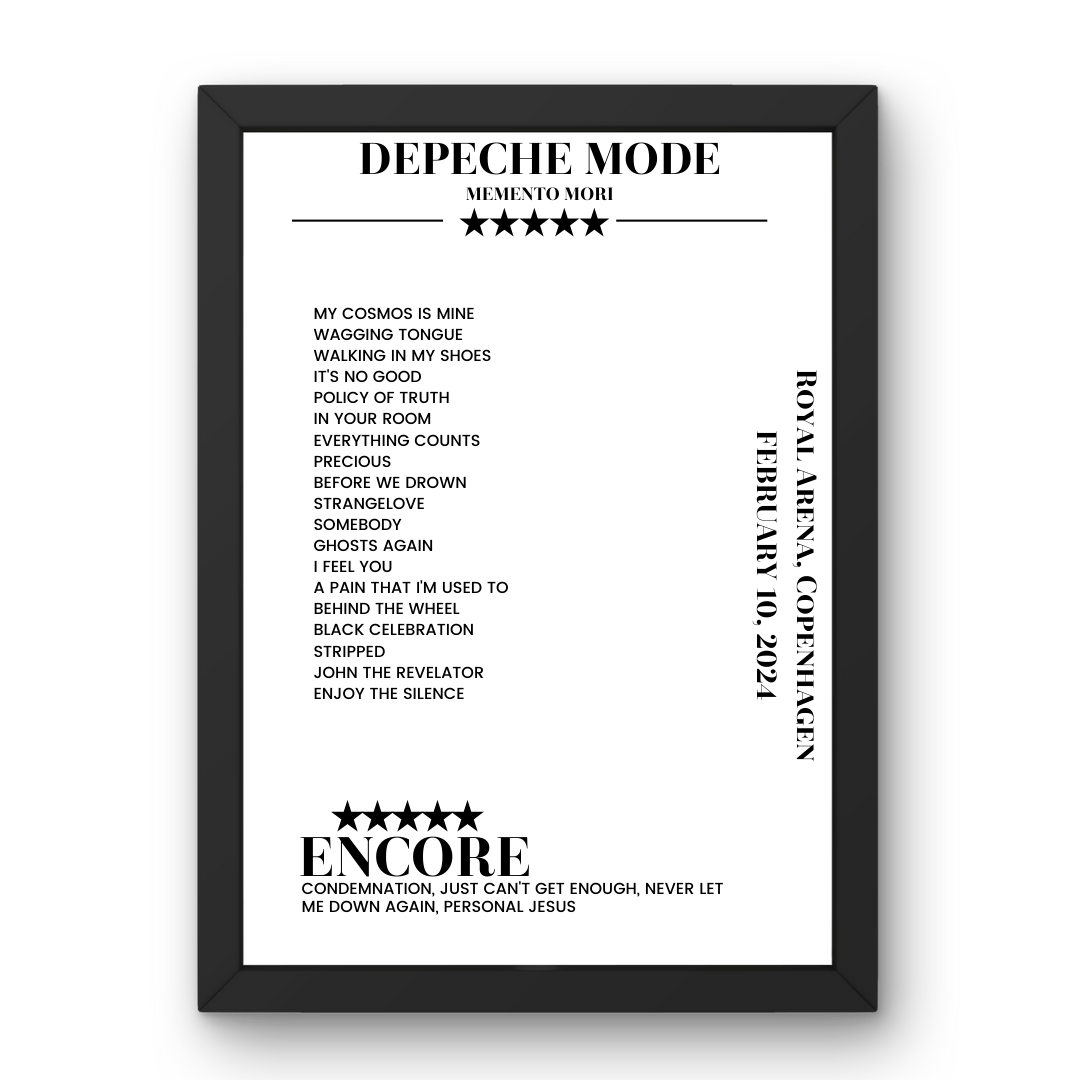 Depeche Mode February 10, 2024 Royal Arena Copenhagen Setlist Poster - Setlist