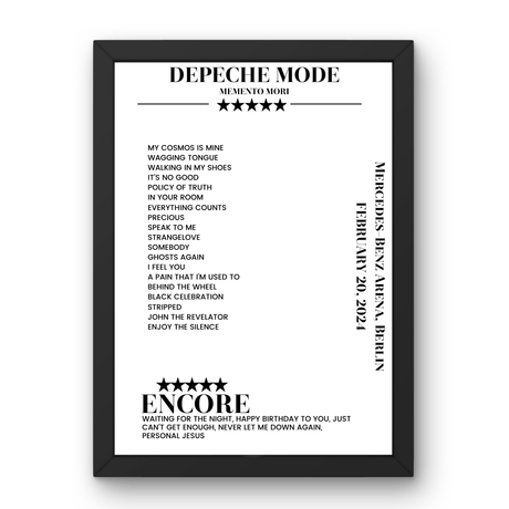 Depeche Mode February 20, 2024 Mercedes - Benz Arena Berlin Setlist Poster - Setlist