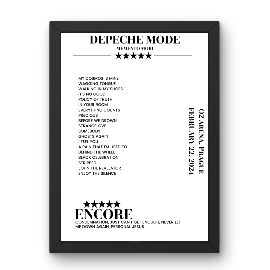 Depeche Mode February 22, 2024 O2 arena Prague Setlist Poster - Setlist