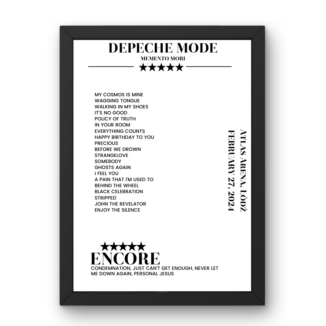 Depeche Mode February 27, 2024 Atlas Arena Łódź Setlist Poster - Setlist