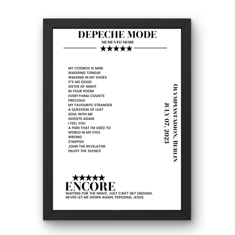 Depeche Mode July 07, 2023 Olympiastadion Berlin Setlist Poster - Setlist